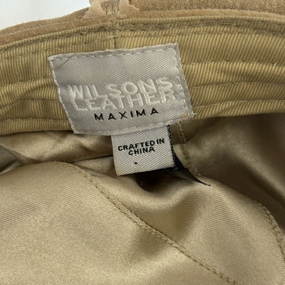 Vintage Wilsons Leather Maxima Suede Bucket Hat Beige Frayed Edge Unisex Retro - Picture 3 of 4